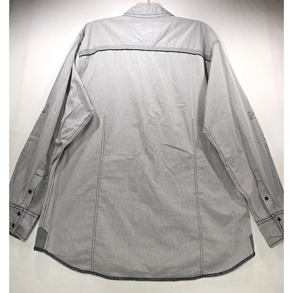 BKE Athletic Fit Mens XXXL Gray Black Contrast Stitch Western Button Down Shirt - Picture 2 of 9
